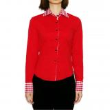 Checkered color matching poplin long sleeve shirts